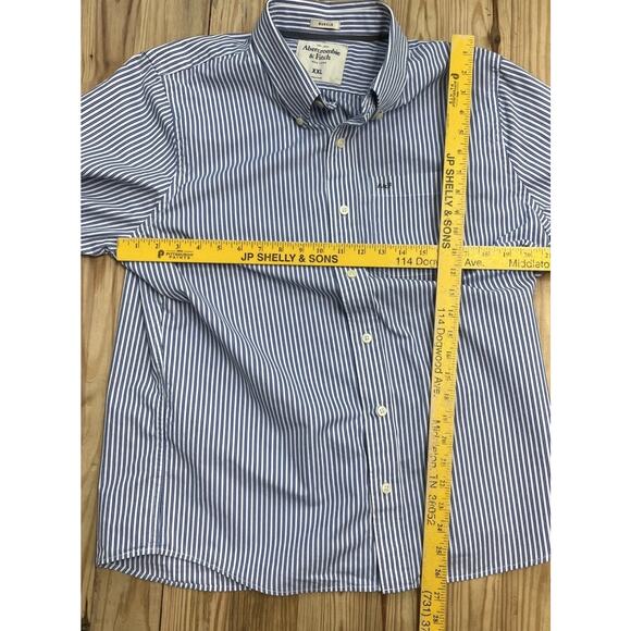 ABERCROMBIE & FITCH Muscle XXL Blue White Striped Long Sleeve Button Down - Picture 7 of 7
